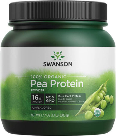 Swanson 100% Organic Pea Protein Powder Non-GMO 1.1 lb (503 g) Pwdr
