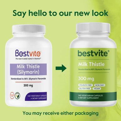 Bestvite Milk Thistle 300mg (240 Vegetarian Capsules) - Standardized to 80% Silymarin Flavonoids - No Stearates - Vegan - Non GMO - Gluten