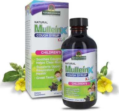 Nature'S Answer Mullein X Kids Cough Syrup 4 Ounce - Soothes Coughs Clears Mucus Respiratory & Lung Support Non GMO Gluten Non Drowsy Mucus Relief - Natural Honey Flavor