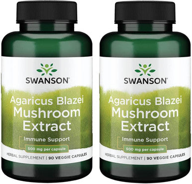 Swanson Agaricus Blazei Mushroom Extract 500 Milligrams 90 Veg Capsules (2 Pack)