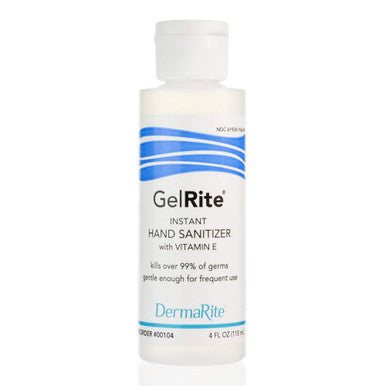 GelRite Instant Hand Sanitizer Gel 4 Ounce Travel Size 24 Pack Case Bulk Supply Rinse Free Waterless Vitamin E Enriched Moisturizing Formula Alcohol Based No Sticky Residue Kills 99 of Germs