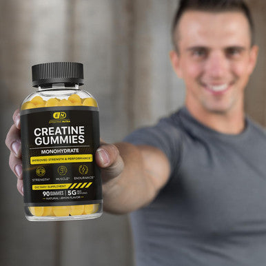 Creatine Monohydrate Gummies 5g - Vegan Creatine Gummies for Men & Women - Creatine Chews for Strength, Muscle, Energy, Endurance - Natural Lemon Flavor (90ct)