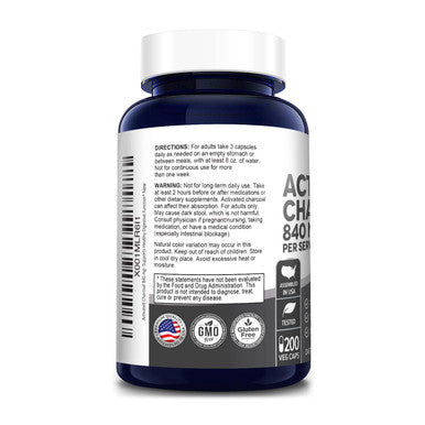 NusaPure Activated Charcoal 840 mg- 200 Veggie Capsules (Vegan, Non-GMO & Gluten-Free)