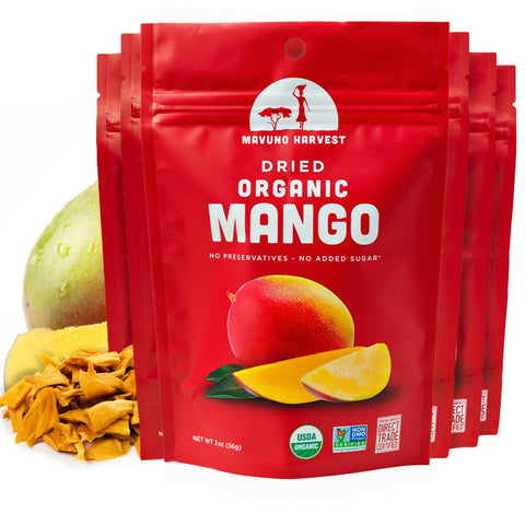 Mavuno Harvest Organic Dried Fruit Variety Pack | Dried Mango, Papaya, Pineapple, Banana, Jackfruit, & Tropical Mix | Healthy, Vegan, No Sugar Added, Non GMO Snacks for Kids & Adults | 2 Ounce, 6 Pack