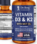 Dr. Berg's Liquid Vitamin D3 with K2 Zinc & MCT Oil Vitamin D3 K2 Drops for Kids and Adults - 1 Fl Oz