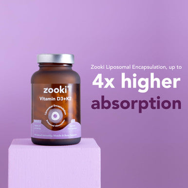Zooki 3000iu Liposomal Vitamin D3 + K2 Capsules | 4X Higher Absorption | Ultimate Immunity Bones Muscles Support | Vegan | (30 Servings)
