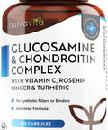 Glucosamine And Chondroitin Complex 180 High Strength Capsules Contributes To The Maintenance Of Normal Immune System With Vitamin C, Turmeric, Ginger And Rosehip Made In The Uk By Nutravita