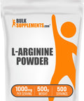 Bulksupplements.Com L-Arginine Powder - Arginine 1000Mg, Arginine Supplement - Nitric Oxide Supplement, Unflavored & Gluten Free, 1000Mg Per Serving, 500G (1.1 Lbs) (Pack Of 1)
