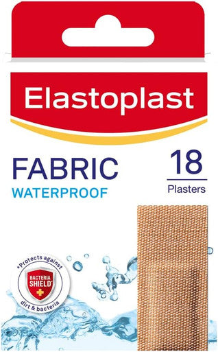 Elastoplast 18S Waterproof Fabric Plaster Strips (Pack Of 10 = Total 180), Large Pack Of Fabric Plasters, Breathable Plasters, Plasters Waterproof