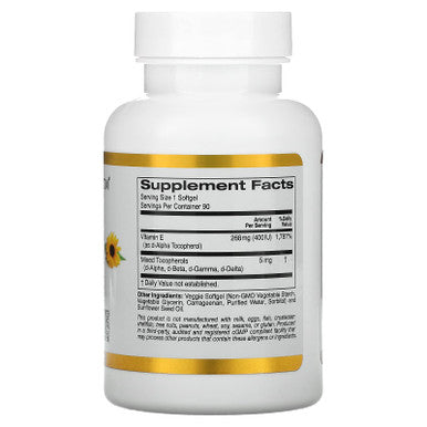 California Gold Nutrition Sunflower Vitamin E, With Mixed Tocopherols, 400 Iu, 90 Veggie Softgels