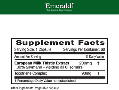 Emerald Labs European Milk Thistle - Organic Milk Thistle Extract - Supports Liver Health & Helps Maintain Natural Energy, Digestion & Brain Health - 60 Vegetable Capsules (Up To 60-Day Supply)