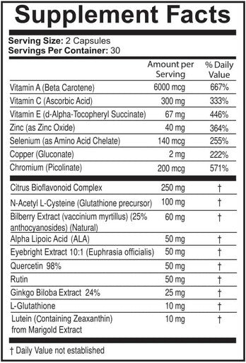 Ocu-Plus Formula, Eye Health Supplement For 50 Plus Adults - Lutein & Zeaxanthin, Zinc, Vitamins C, A, E, Copper Gluconate, Quercetin (60 Capsules)