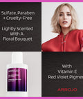 ARROJO Ultra Violet Purple Shampoo (8.5 oz) Hair Shampoo for Color Treated Hair to Eliminate Brassy & Yellow Tones Purple Shampoo for Blonde Hair w/ Vitamin E Paraben and Sulfate Free Shampoo