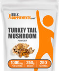 Bulksupplements.Com Turkey Tail Mushroom Extract Powder - Coriolus Versicolor Extract, Turkey Tail Mushroom Powder - Vegan & Gluten Free, 1000Mg Per Serving. 250G (8.8 Oz) (Pack Of 1)
