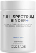 Codeage Binder + Systemic Binder Supplement - Activated Charcoal Pills Bentonite Clay Mineral Powder Fulvic & Humic Acids Molybdenum Carbon Forms - 90 Capsules