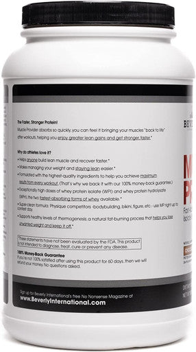 Beverly International Muscle Provider, 30 Servings, Chocolate. Super-Fast-Absorbing Whey Protein Powder For Recovery, Lean Muscle. Fills Your Muscles, Not Your Stomach. Tastes Like Ice Cream