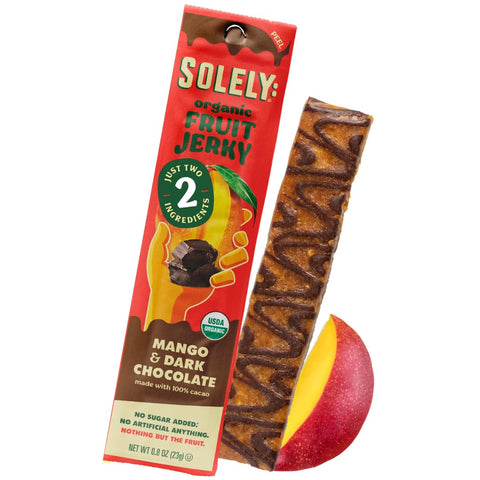 Solely - Organic Mango Fruit Jerky - 12 Individually Wrapped Fruit Strips - Fruit Leather Made from Dried Fruits - Healthy Snacks, Vegan - 0.8oz (23g)