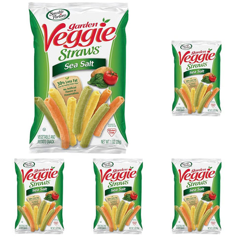 Sensible Portions Garden Veggie Snacks Veggie Straws Gluten Snack Size Sea Salt 1 Oz (Pack of 24)