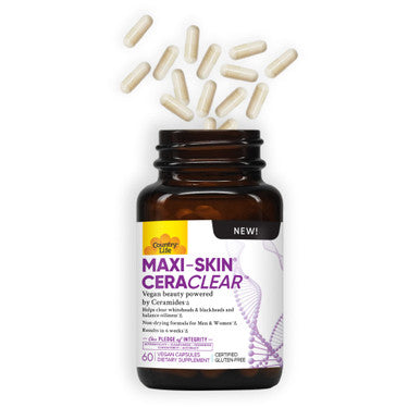 Country Life Maxi-Skin Ceraclear Vegan Ceramides Clinical Strength - Helps Clear Whiteheads And Blackheads Results In 6 Weeks*