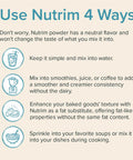 Nutrim Oat Bran Powder with 750mg Beta Glucan per Serving Easy Mix Soluble Fiber for Cholesterol Management and Immune Support Heart Healthy Non GMO and Vegan Oatmeal Powder