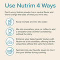 Nutrim Oat Bran Powder with 750mg Beta Glucan per Serving Easy Mix Soluble Fiber for Cholesterol Management and Immune Support Heart Healthy Non GMO and Vegan Oatmeal Powder
