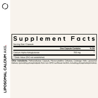 Codeage Liposomal Calcium AKG Supplement - Calcium Alpha-Ketoglutarate - 2-Month Supply - Liposomal Delivery - 1 Capsule Per Serving - Non-GMO, Gluten-Free - 60 Capsules