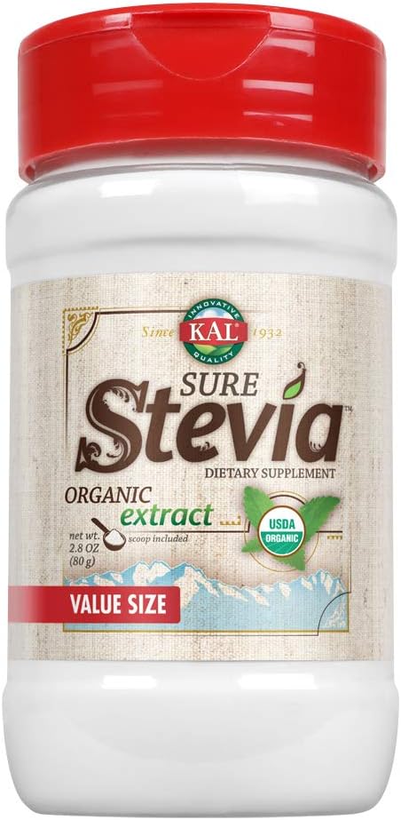 KAL Sure Stevia Extract Powder Low Carb Plant Based Stevia Sweetener Great Taste Zero Calories Zero Sugar Low Glycemic & Perfect for a Keto Diet 60Day Approx. 1820 Servings 3.5oz