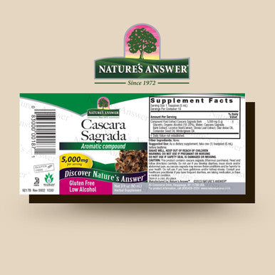 Nature'S Answer Cascara Sagrada Bark with Organic Alcohol 5000mg 3oz Liquid | Promotes Regularity | Supports Constipation Relief | Natural Detox | Single Unit Count