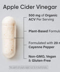 Apple Cider Vinegar Pills with Cayenne Pepper Made from Organic Fermented Apple Cider NonGMO Project Verified Vegan 120 Veggie Capsules