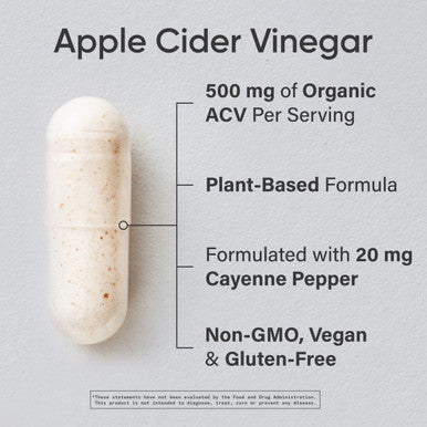 Apple Cider Vinegar Pills with Cayenne Pepper Made from Organic Fermented Apple Cider NonGMO Project Verified Vegan 120 Veggie Capsules