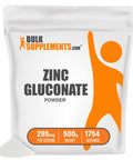 BulkSupplements Zinc Gluconate Powder - Raw Zinc - Vegan Zinc - Zinc Supplement for - Zinc Vitamins - Pure Zinc - Elemental Zinc - Zinc Powder - Zinc for Men (500 Grams - 1.1 lbs)