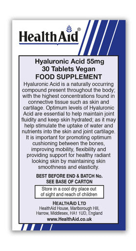 Health Aid Hyaluronic Acid 55Mg New 30 Tablets