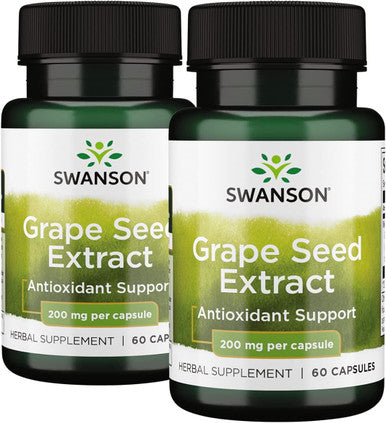 Swanson Grape Seed Extract (Standardized) 200 Milligrams 120 Capsules 2 Bottles