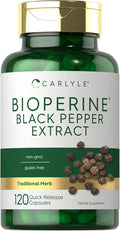 Carlyle Bioperine 10mg | 120 Capsules | Non-GMO & Gluten | Sourced from Black Pepper Extract | Supports Curcumin Powder Absorption