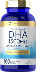 Carlyle DHA Supplement 1500mg | 180 Softgels | Omega-3 Supplement | Non-GMO Gluten