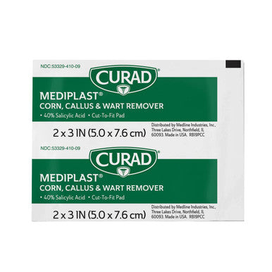 Curad - CUR01496 Mediplast (25 Pads) Corn Callus & Wart Remover 40% Salicylic Acid Pads for topical removal of corns callus or plantar warts