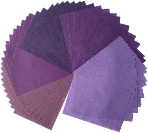 A5 50 Sheets Natural Fiber Mulberry Tree,Mulberry paper Sheets Square Origami, Arts Folding Craft, Decoration, Paper for DIY Crafts. 8.3" x 5.8" (Purple Tone, A5)