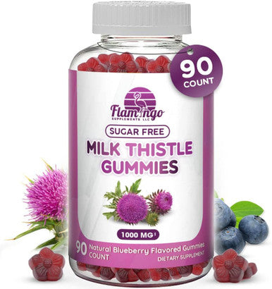 Flamingo Supplements Milk Thistle Gummies- Naturally Flavored, Sugar-Milk Thistle 1000Mg Extract Ã¢â‚¬â€œ Liver Detox, Support, ReCleanse. Delicious Alternative To Milk-Thistle Capsules, Power, Or Tea - 90 Count