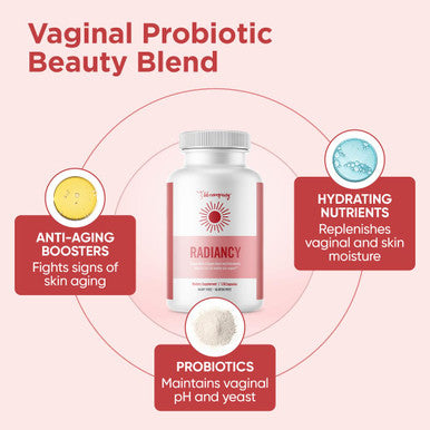 BB Company Ra diancy | Vaginal Probiotics for Vaginal Dryness pH Balance | Fights Itch Odor | Anti-Aging | Hyaluronic Acid Probiotics Vitamin C Multi Collagen | 120 Ct