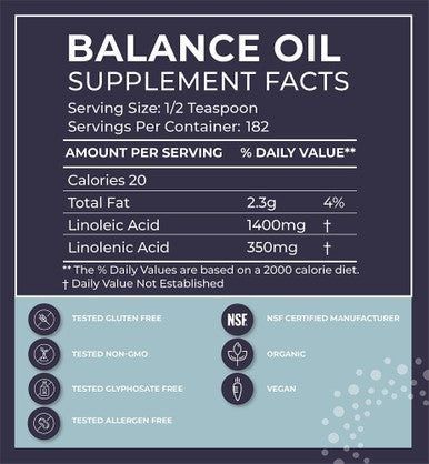 Bodybio Balance Oil - Essential Fatty Acids Omega 3 & 6 - Cold Pressed, Vegan, Organic Safflower And Flax Seed Oil Blend For Brain & Mood Support And Cellular Health, 16 Oz
