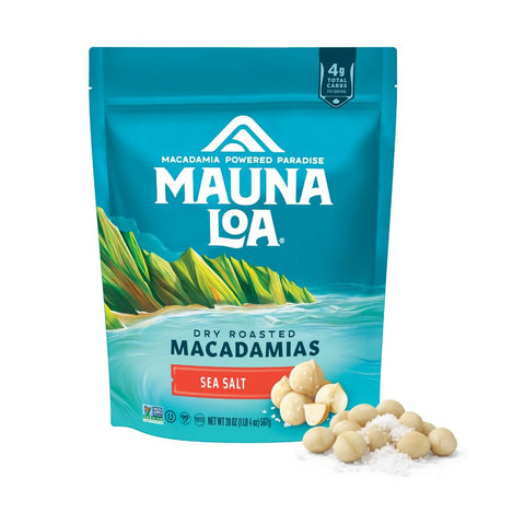 Mauna Loa Sea Salt Roasted Macadamia Nuts Premium Hawaiian Nuts 20oz Resealable Bag Keto Friendly Gluten Snack