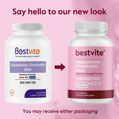 Bestvite Glucosamine Chondroitin MSM 500/400/100 per Capsule (240 Capsules) with Patented OptiMSM - Maximum Strength Formula for Joint Support - No Stearates - Gluten - Non GMO