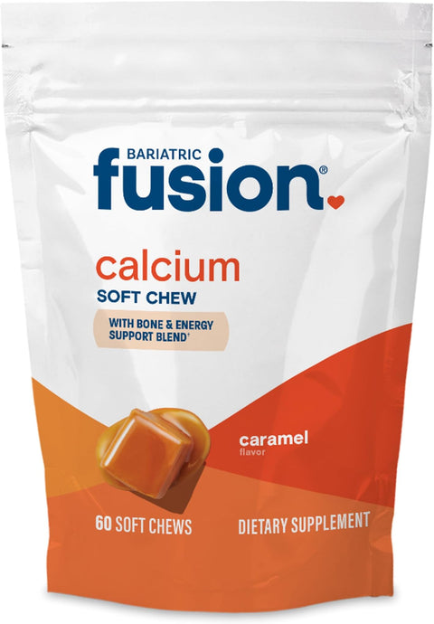Bariatric Fusion Bariatric Calcium Supplement Chews Calcium Citrate with Vitamin D3 Bariatric Vitamin Sugar Free Chewable 500mg Lemon 60 Count