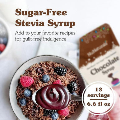 Nunaturals Stevia Syrup Sugar- Sweetener Plant-Based Sugar Substitute Zero Calorie Sugar- Syrup Chocolate 6.6oz (3-Pack)