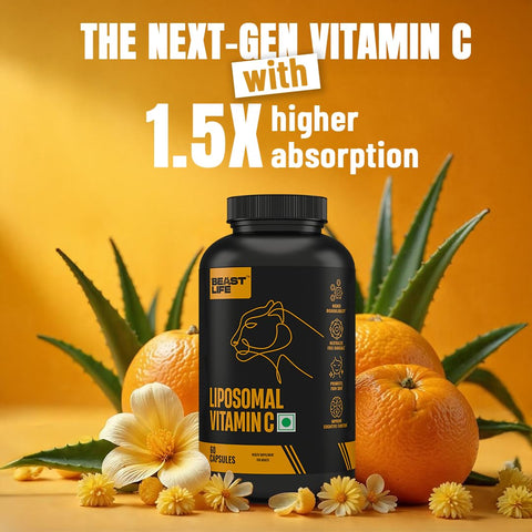Beastlife Liposomal Vitamin C Higher Bioavailability Neuralize Free Radicals Promotes Firm Skin Health Improve Cogntive Function Immunity Support Fast Absorption 60 Capsules