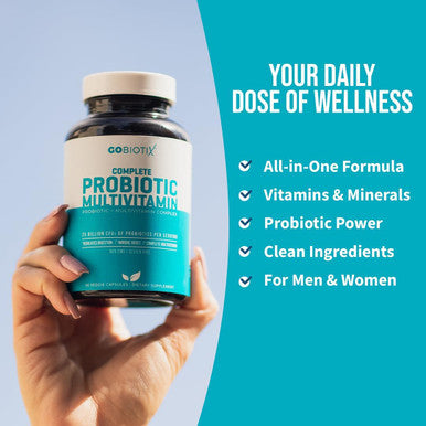 Gobiotix Probiotic Multivitamin Supplement - Daily Multivitamins With Probiotics - 25 Billion Cfu - Boost Immunity And Digestive Health, Probiotics For Women And Men - Gluten Pills - 90 Capsules