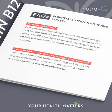 High Strength Vitamin B12 1200Mcg Tablets - 365 Vegan Methylcobalamin Vitamin B Tablets - Contributes To The Reduction Of Tiredness And Fatigue - Vit B12 - Made In The Uk By Nutravita