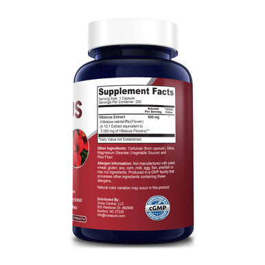 NusaPure Hibiscus Flower 5000 mg 200 Vegetarian Caps (Non-GMO & )