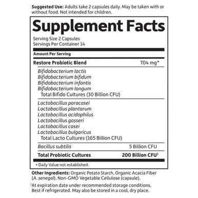 Garden of Life Dr. Formulated Probiotics Platinum Series Restore 200 Billion Cfu High Potency Formula Vegan Non-Gmo Gluten Dairy & Soy Free Digestive Immune Probiotic Support 28 Capsules