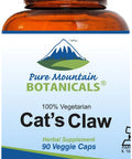 Pure Mountain Botanicals Cat S Claw Capsules - 90 Kosher Vegan Caps With 1000Mg Peruvian Cats Claw Uncaria Tomentosa Herb